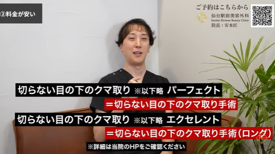 TCBのクマ取り手術と当院のクマ取り手術の比較